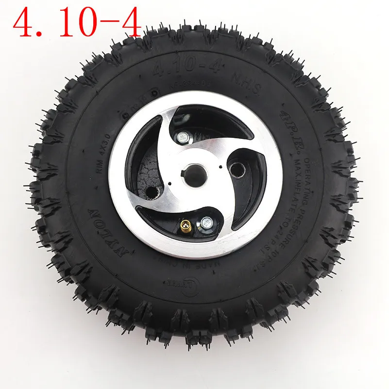 Good quality 3.00-4 4.10-4 trye and inner tube rim wheel Alloy hub for 49cc ATVQuad Go Kart Gas scooter bike motorcyWheel tyres - Цвет: 4.10-4