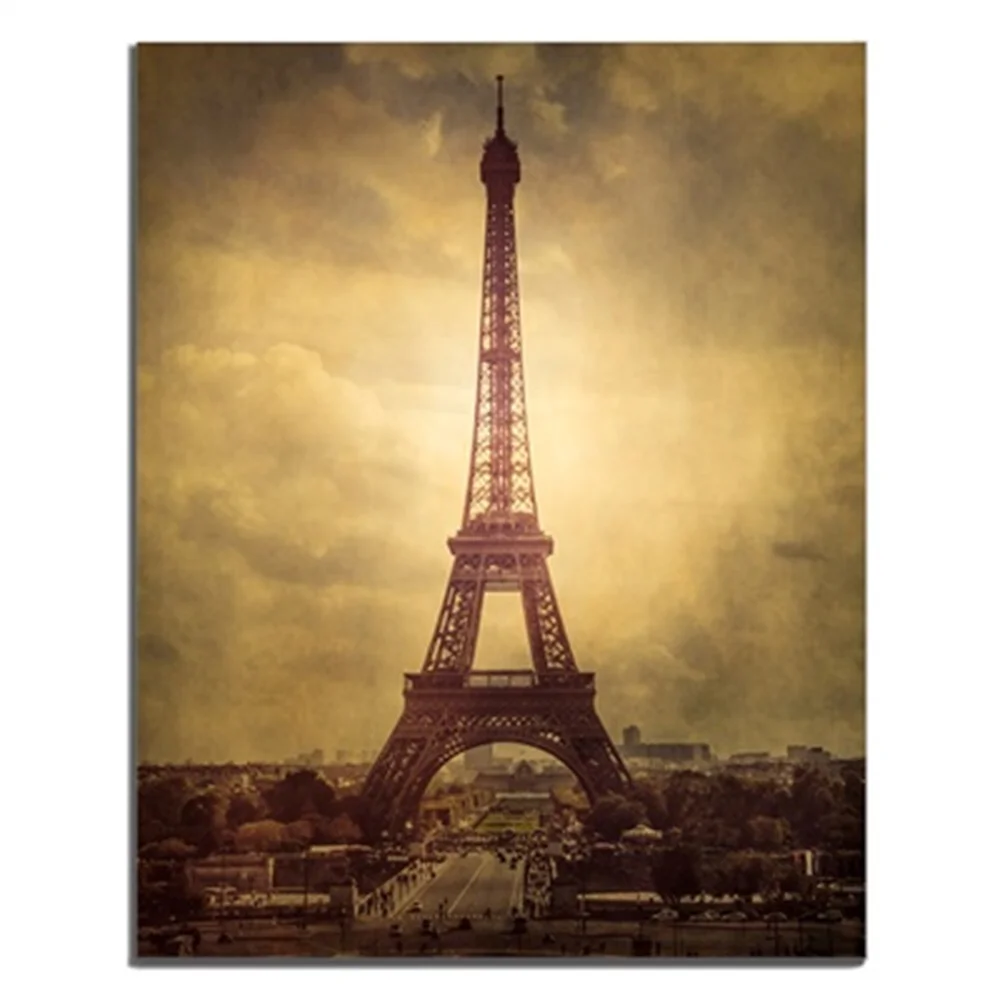

Paris Tower City Scenery Sunset Sky Buildings Road Abstract Canvas Oil Painting Modern Art Picture No Frame For Home Decoration