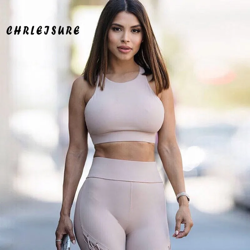 

CHRLEISURE New Two Pieces Set Women Workout Leggings Trend Solid Color Hot Tracksuit For Women Fashion Sexy Women's Suit