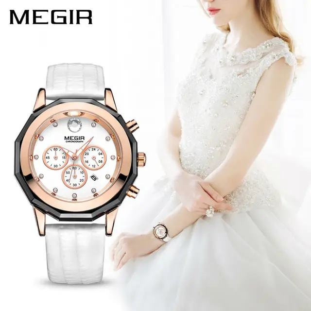 MEGIR Luxury Brand Ladies Watch Chronograph Fashion Leather Wrist Quartz Girl Wa MEGIR Luxury Brand Ladies Watch Chronograph Fashion Leather Wrist Quartz Girl Wa