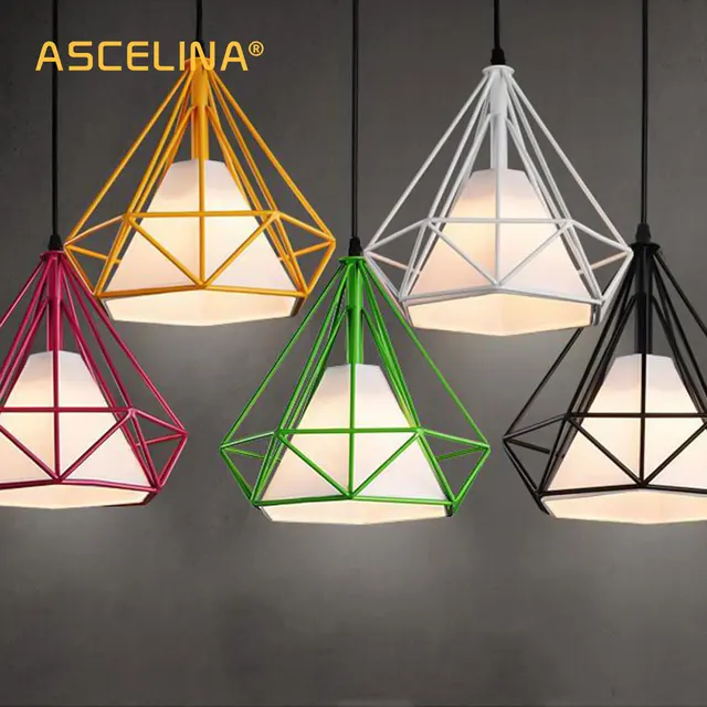 Pendant Light Modern Art Pyramid Nordic Iron Diamond Lamp Birdcage Pendant Light Modern Art Pyramid Nordic Iron Diamond Lamp Birdcage Lamps Home Decorative Fixture Lighting 3 Piece