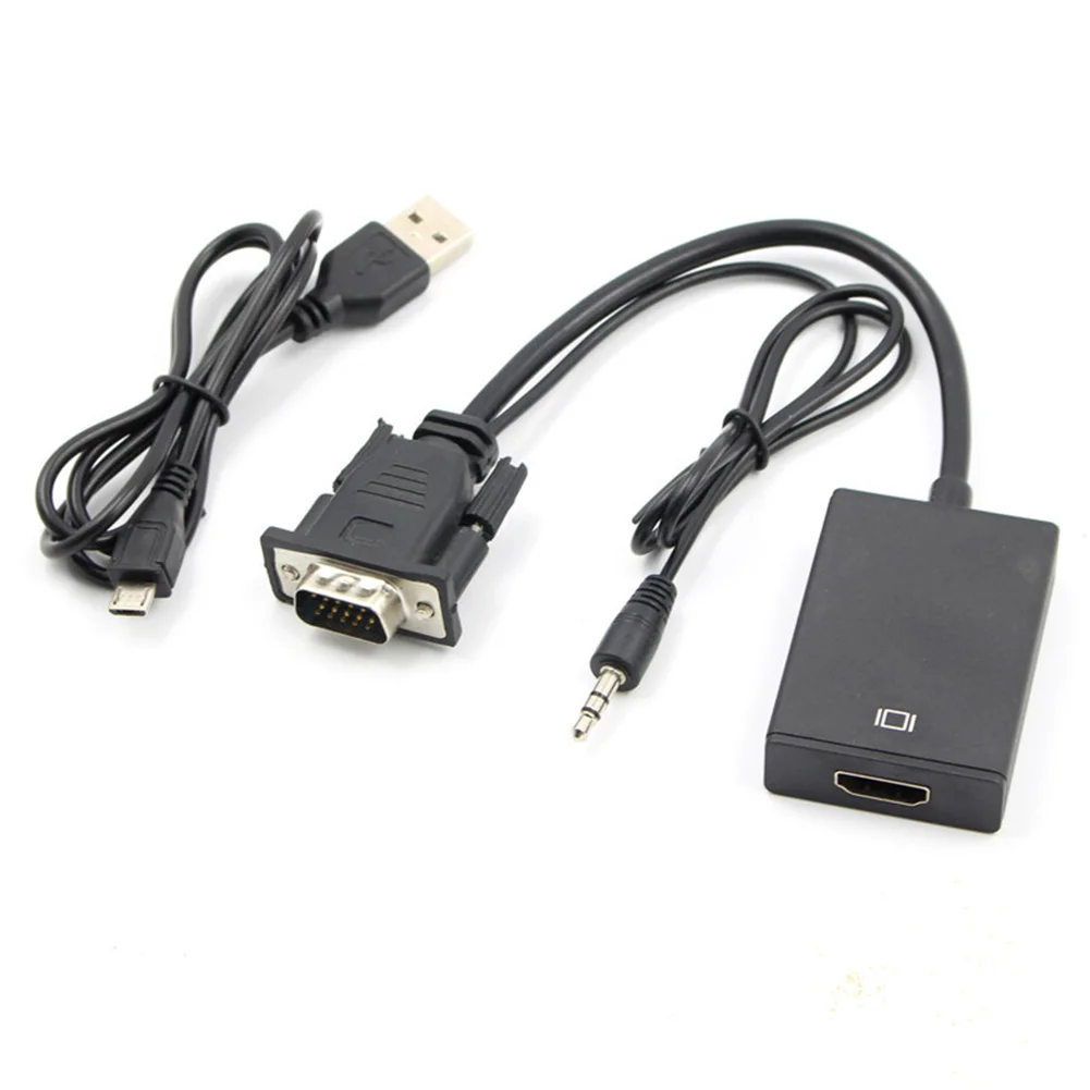 

VGA Male To HDMI Output Adaptor TV Signal With Audio Cable Computer HDTV Video Adapter AV 1080P HD Laptop Converter Accessories