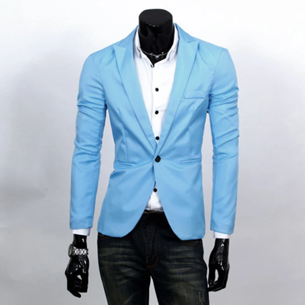 Новая мода Для мужчин Slim Fit Solic Цвет Повседневное костюм Блейзер Пальто Куртки и пиджаки Топ M-XXXL
