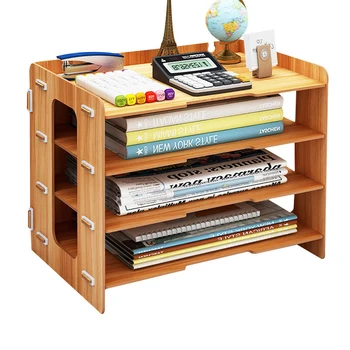 

Minimalist DIY Desktop Finishing Shelves Data File Storage Box Magazine Books Organizer Rack Holder Office Bookshelf