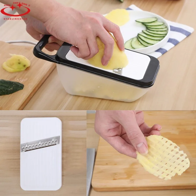 

Multifunction Manual Vegetable Photo Cutter Slicer Kitchen Tools 4 Different Blades Creative Gadget Fruit Julienne
