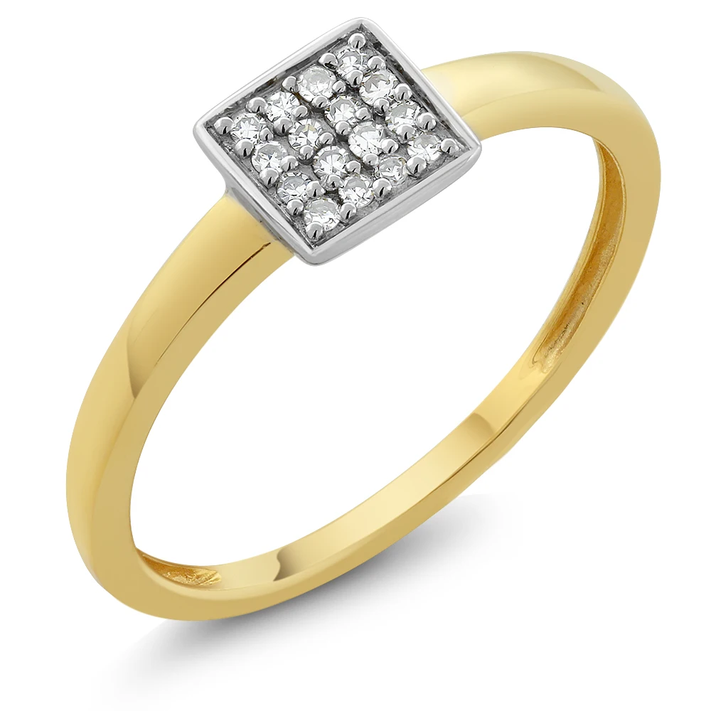 

10K Two-Tone Gold Cluster Women's Engagement White Diamond Ring 0.12 cttw