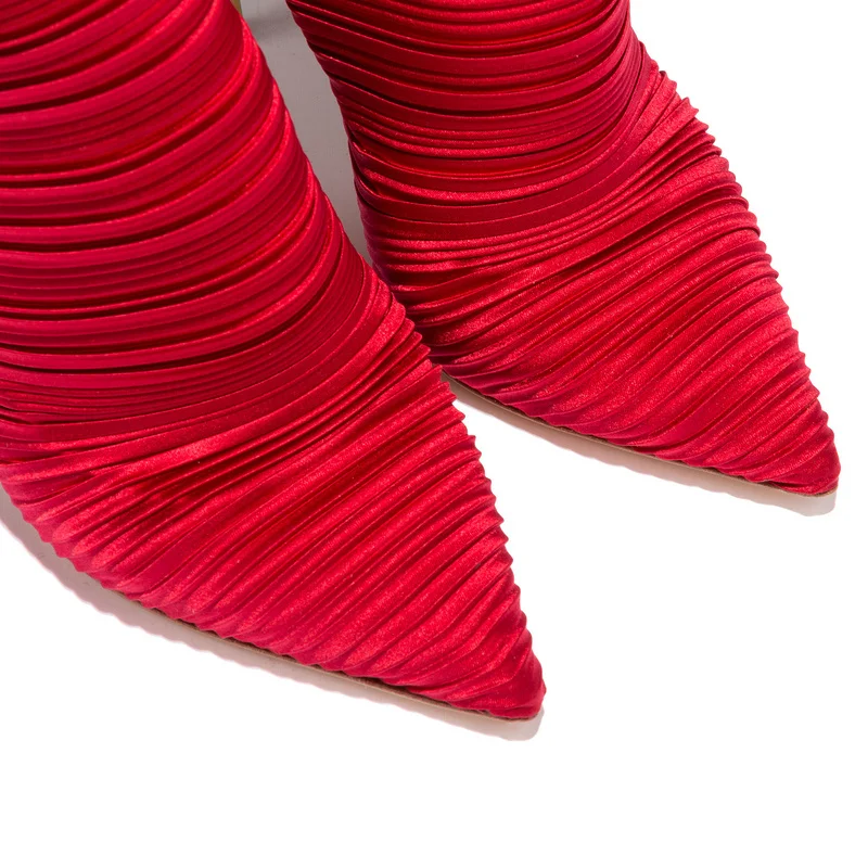 Mujeres Rodilla Red Gobernantes Encima Silla Super Largo Mujer La Punta Botas Sexy Tacones De Rojo Por Tejido Damas Elástico Fiesta wfxH4x8v