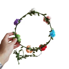 Цветы повязка на голову венок из роз невесты аксессуары для волос невесты цветы(красочные