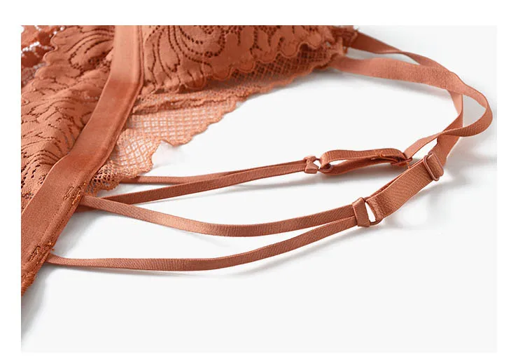 CINOON New French underwear Set Lace Sexy Push-up Bra And Panty Sets Comfortable Brassiere Wire Free Embroidery Flowers Lingerie (26)