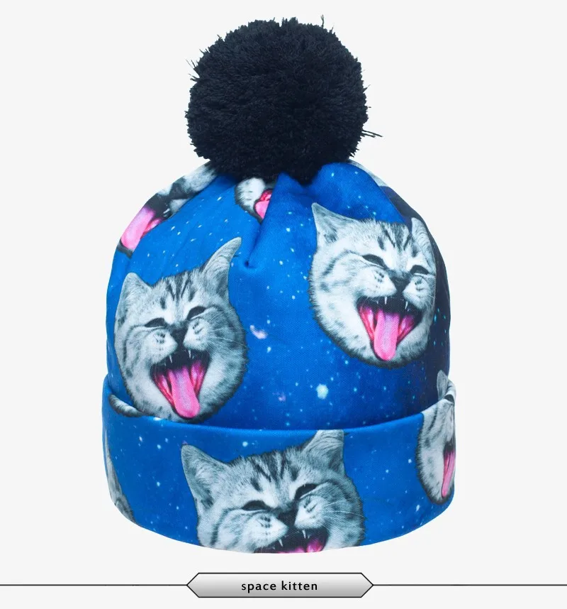 3D Printed Beanie Pompon Print Winter 