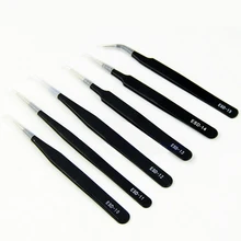 Антистатические пинцеты из нержавеющей стали 6 шт. прецизионные промышленные пинцеты набор для ремонта электронных предметов антимагнитные инструменты