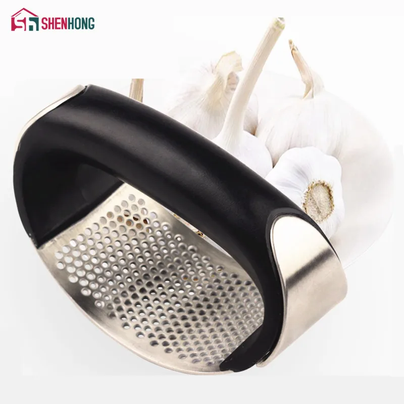 

SHENHONG PP Stainless Steel Garlic Press Grinding Slicer Mincer Metal Novelty Kitchen Accessories Ginger Crusher Chopper Cutter