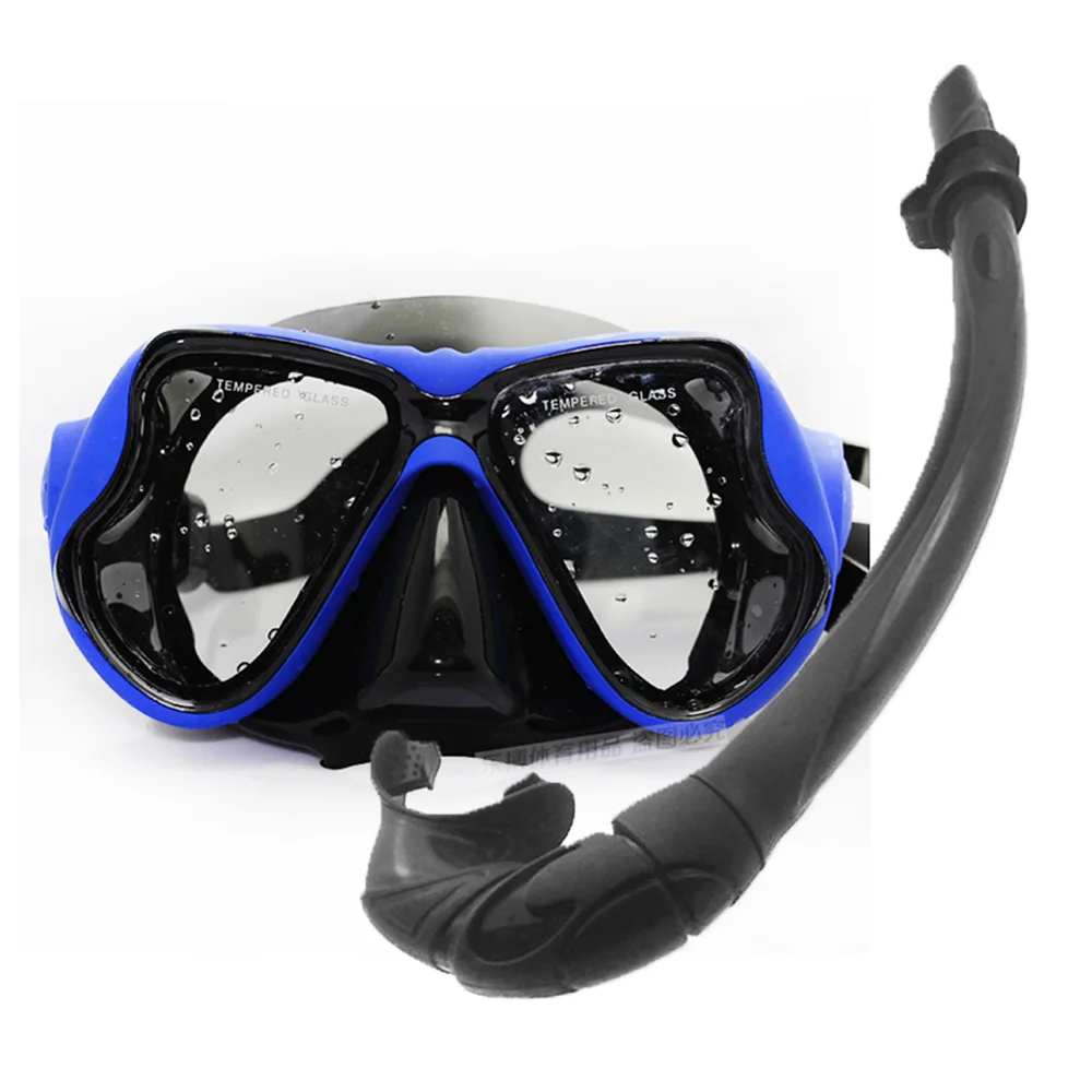 Гибкая силиконовая трубка черная маска для дайвинга Топ подводное снаряжение для дайвинга двойные линзы закаленное стекло маска для подводного плавания, ныряния с дыхательной трубкой Набор для взрослых