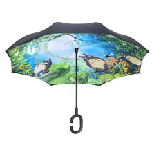 Аниме Ghibli Тоторо обратный зонтик ветрозащитный перевернутый зонтик для автомобиля Paraguas Inverso Totoro Parapluie обратный наизнанку