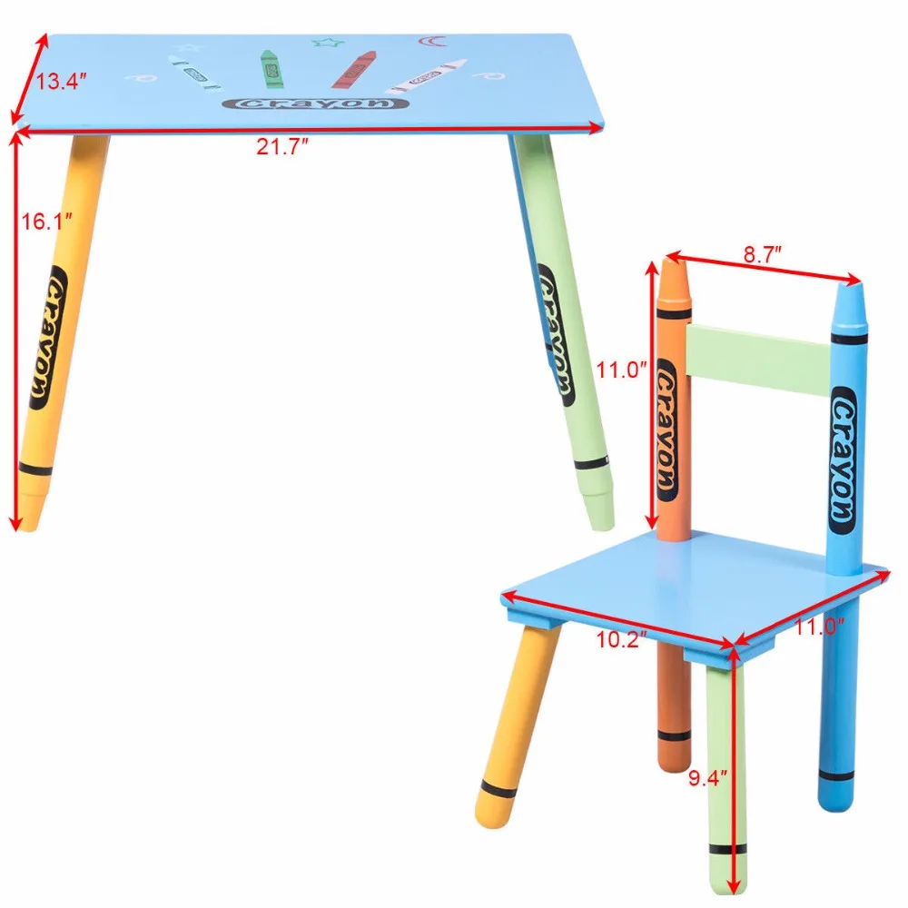 Giantex 3 Piece Crayon Kids Table & Chairs Set Wood Children Activity Playroom Furniture Colorful Kids Learning Tables HW56663 Giantex 3 Piece Crayon Kids Table & Chairs Set Wood Children Activity Playroom Furniture Colorful Kids Learning Tables HW56663
