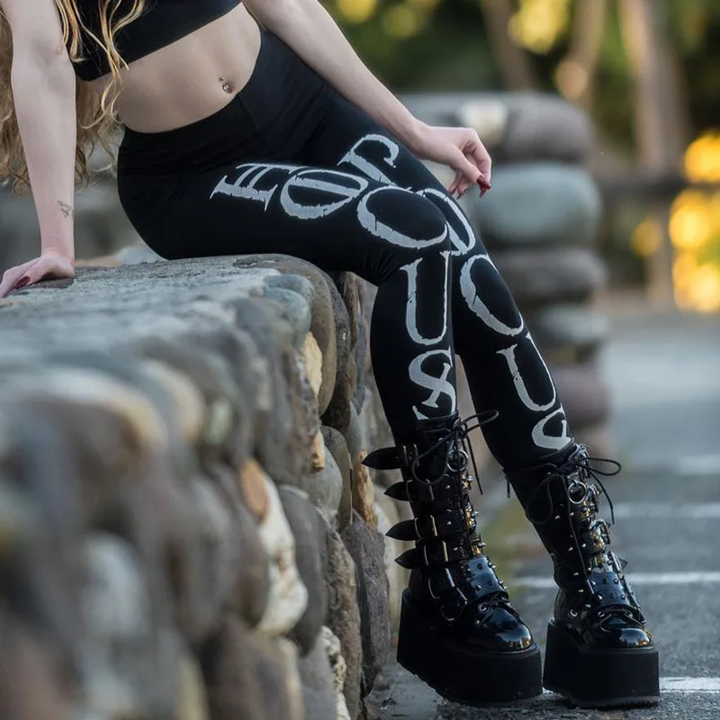 HOUZHOU 2019 Spring Letter Printing Leggings High Waist Pencil Pants Women Black Sexy Skinny Slim Streetwear Elastic Joggers HOUZHOU 2019 Spring Letter Printing Leggings High Waist Pencil Pants Women Black Sexy Skinny Slim Streetwear Elastic Joggers