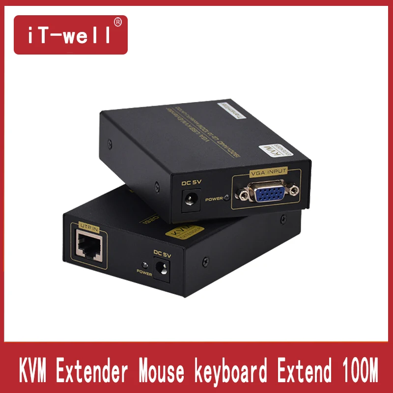 iT-well KVM Extender 100M by Cate5e with USB Mouse and keyboard/Extender up Cat5/6 to 100M VGA UTP Extender iT-well KVM Extender 100M by Cate5e with USB Mouse and keyboard/Extender up Cat5/6 to 100M VGA UTP Extender