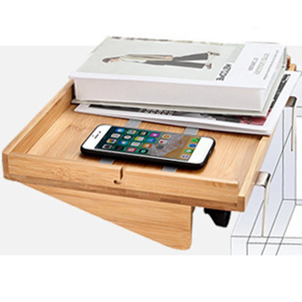 

Scratching Resistant Bamboo Wooden Bedside Organizer Table Tray Rack for Cell Phone Laptop