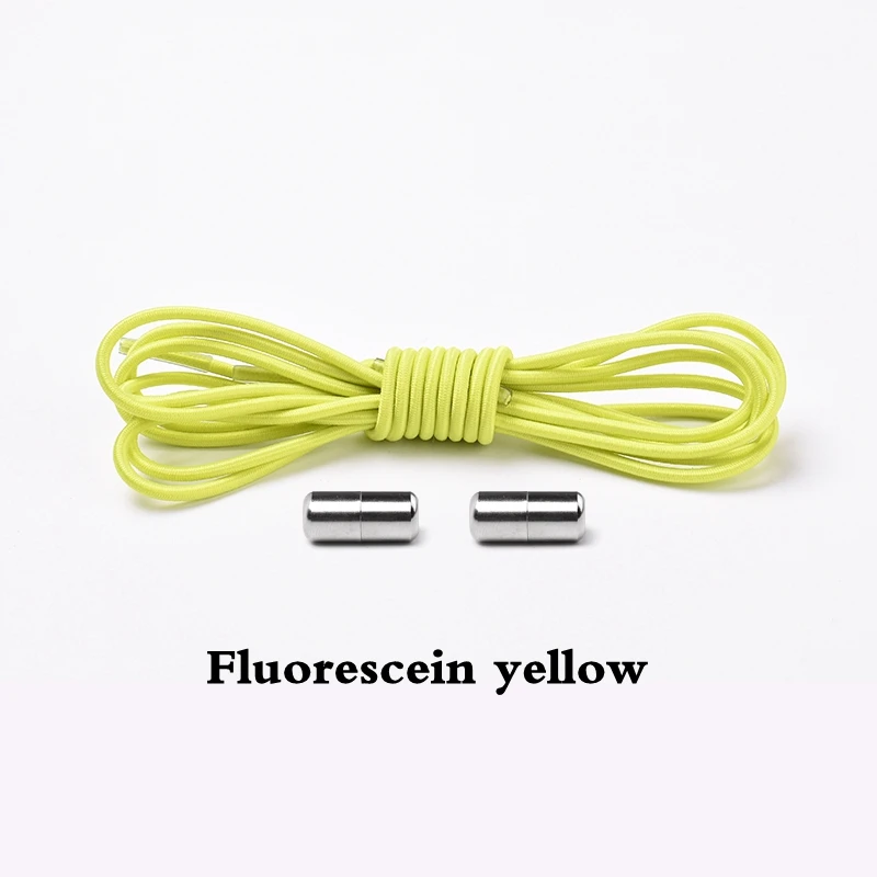 1 пара круглых эластичных шнурков для обуви, шнурки для детей и взрослых, кроссовки унисекс, шнурки, шнурки для быстрой носки, шнурки 25 цветов - Цвет: Fluorescent yellow