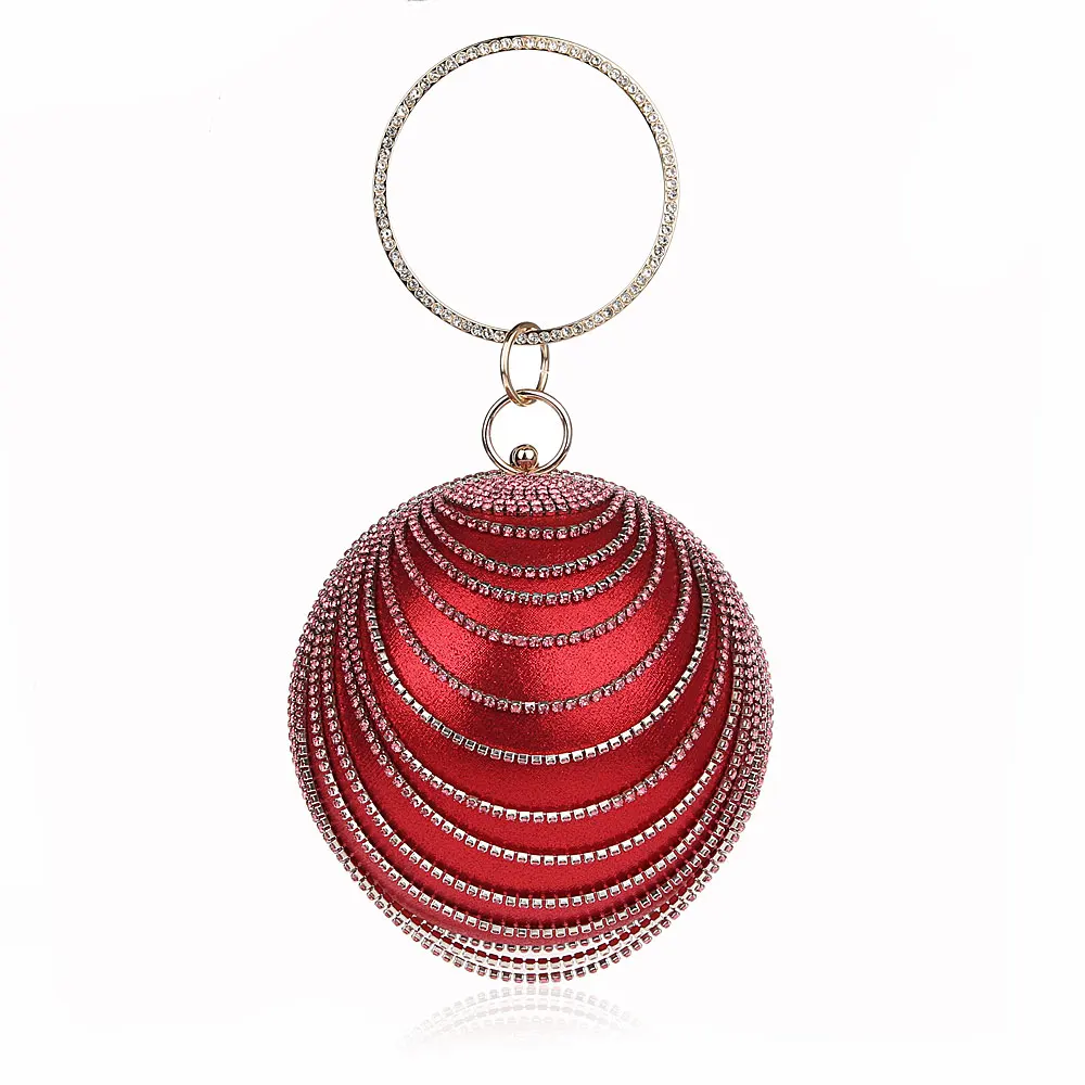 Женский Золотой вечерний клатч в форме красных шариков, серебряная вечерняя сумка, женская черная сумочка, женская сумочка с кисточками и круглым плечом, сумка для свадебного платья - Цвет: red