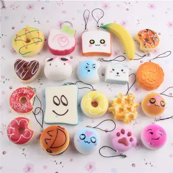 

10pcs Small Soft Squishy Foods Cute Doughnuts Cakes Breads Handbag Pendant Buns Phone Straps Decoration - Random Delivery