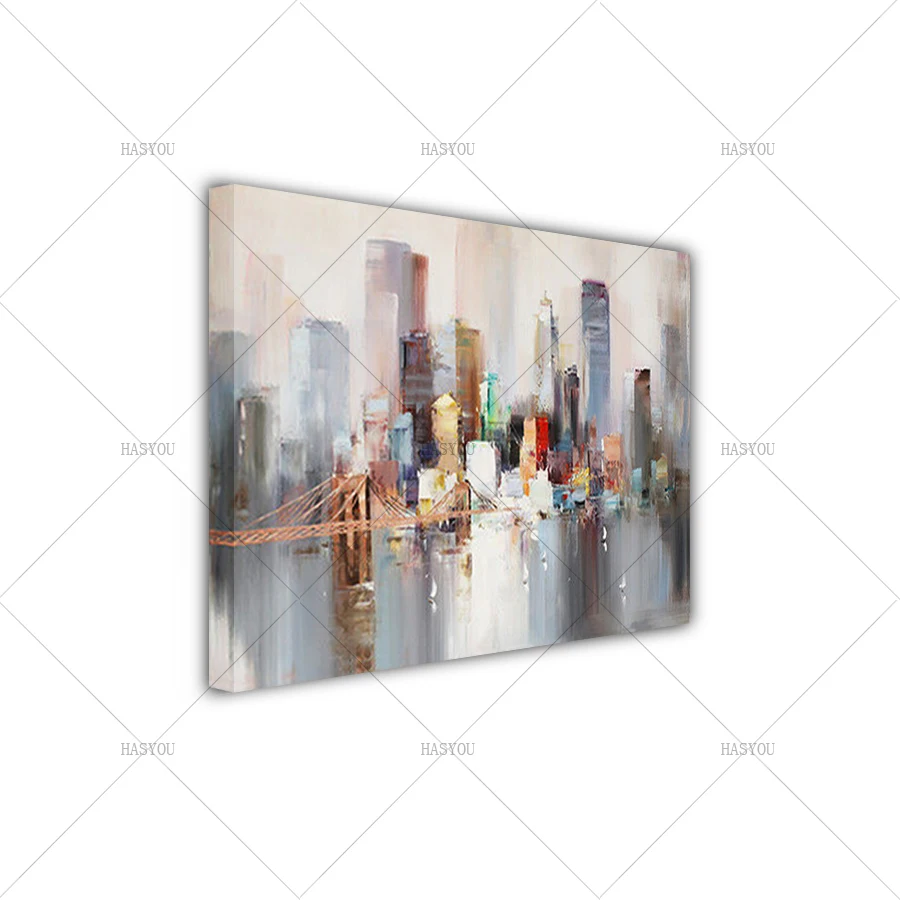 Modern-Landscape-New-York-Bridge-Hand-Painted-Canvas-Oil-Painting-Abstract-City-Building-Wall-Picture-for (2)