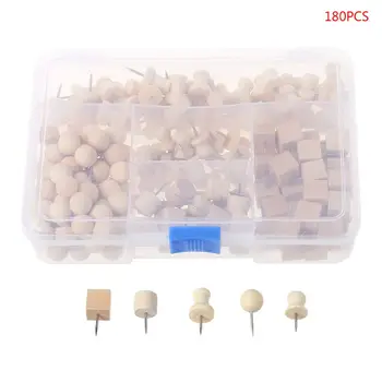

180Pcs Nautral Wood Pushpins Thumbtack Pins For Pushpin Board Decorative DIY Tool