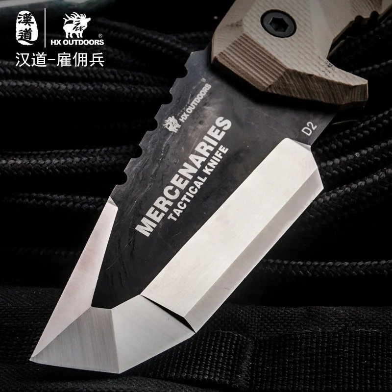 HX OUTDOORS Žoldnéři D2 ocel vysoká tvrdost taktika rovný nůž - Ruční nářadí - Fotografie 3