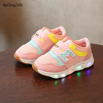 

New Fashion Spring Children Girls Glowing Sport Shoes Autumn Luminous Shoes for Girls Flat Led Sneaker Boy shoes Size 21-30