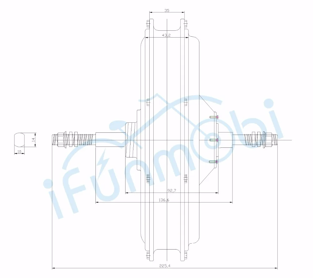 Ifunmobi мотор для центрального движения 36/48 V/1000 W/480 РПМ Электрический велосипед бесщеточный вентилятор постоянного тока Бесщеточный безредукторный 7-Скорость для 135 мм задние колеса, фара для электровелосипеда