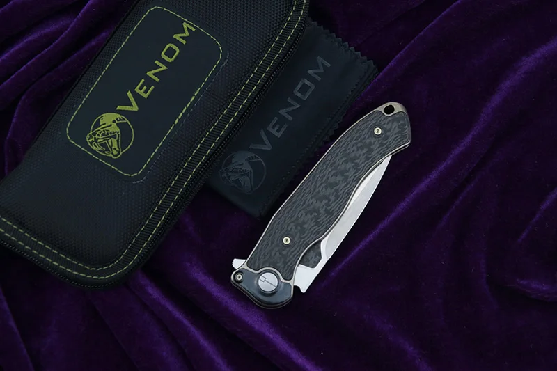 Складной нож VENOM BONE DOCTOR M390 Titanium CF Flipper уличный Карманный кухонный для кемпинга
