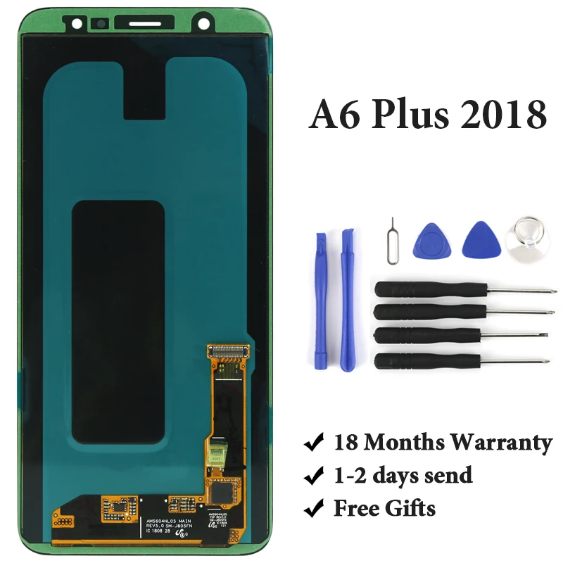 OEM для A6 Plus 2018 ЖК-дисплей A605 без битых пикселей AMOLED сенсорный экран с дигитайзером