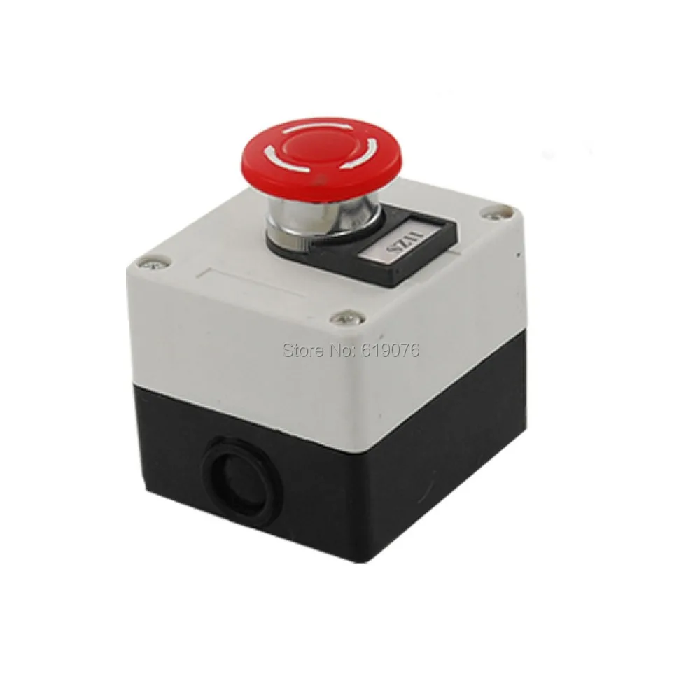 

Red Sign Mushroom Emergency Stop Push Button Switch Station 1 NO 1 NC 10A 660V