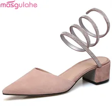 Masgulahe/Новая Летняя обувь; женская обувь с острым носком; обувь на среднем квадратном каблуке; сандалии; Женская Повседневная замшевая обувь; женская обувь;