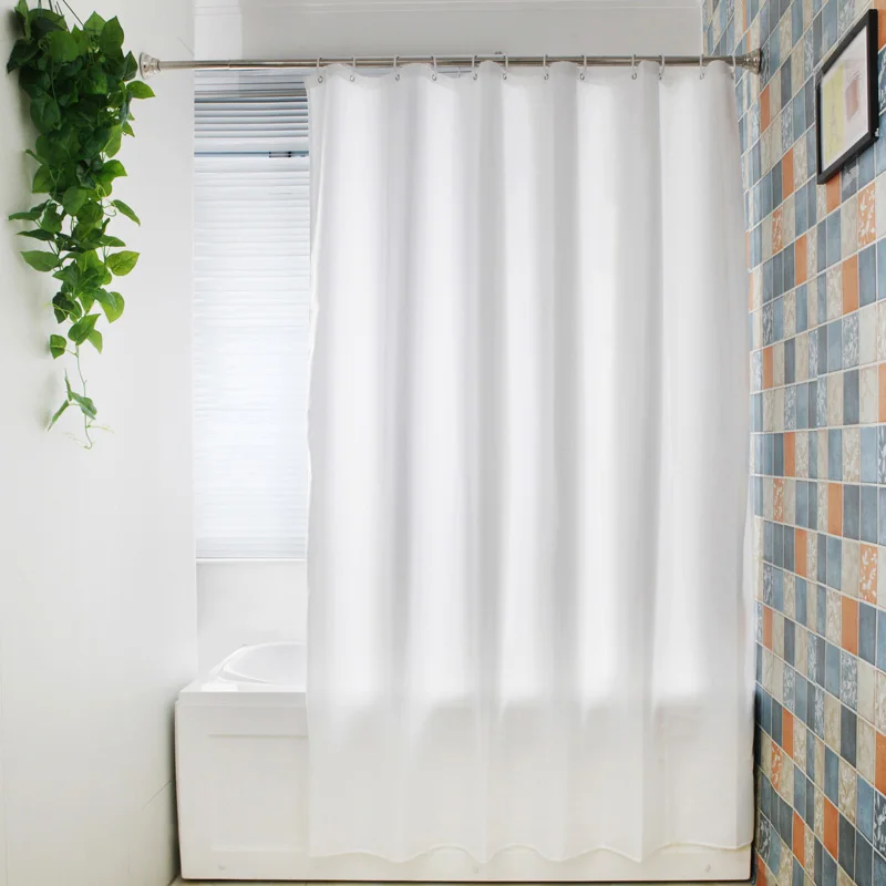 Preise Europäischen Weiß Dusche Vorhang Einfarbig Polyester Stoff Dicke Wasserdichte Vorhänge Mold Einfache Bad Set Partition Vorhang
