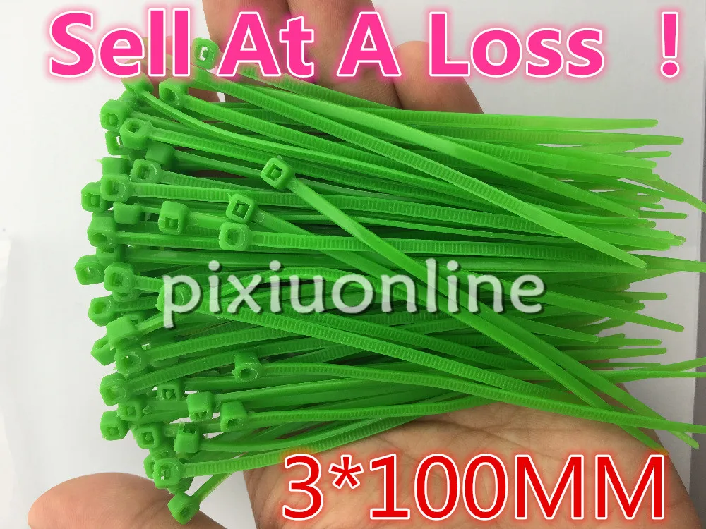100pcs Ds104b 3x100mm Green Selflocking Cable Ties Nylon Cable Zip Tie