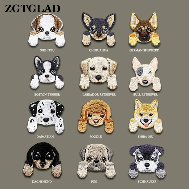 

ZGTGLAD 1Pc Lovely Small Dog Patch Chihuahua Shiba Cloth DIY Patchs Baby's Clothing BackPack Decoration Small Iron On Applique