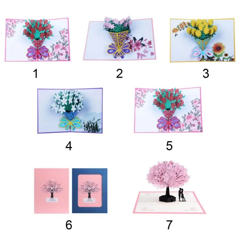  Valentine's Day Gifts 3D Pop UP Cards Cherry Tree Maple Butterfly Wedding Invitations Greeting Card - 33049896212