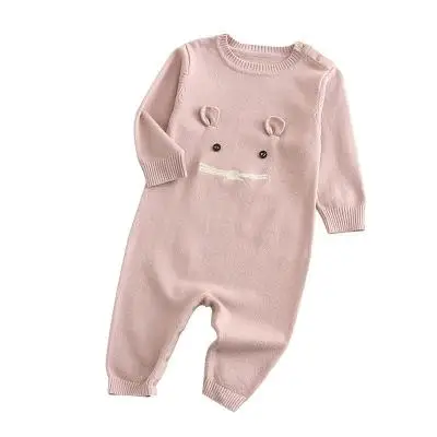 Spring Baby Girl Romper And Boy Cotton Long-sleeved Bun-ass Dress Jumpsuit For Outwear Baby Girl Clothes - Цвет: Розовый