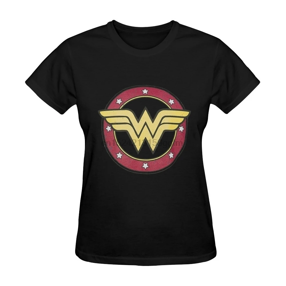 

Dghiaugqkj Womens Charcoal Marl Wonder Woman Circle Logo Loose Design T-shirt