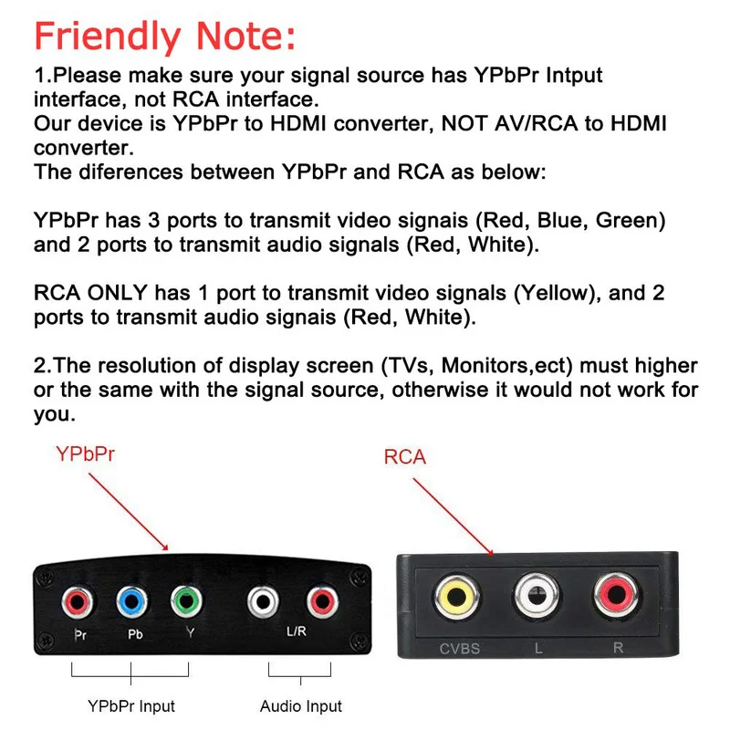  Universale di HDMI Per 5RCA RGB 4 K Component YPbPr Video Converter con R/L Audio Adapter Converter