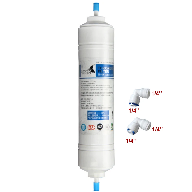 11 Inch SOOEL T33 Quick Connect  INLINE COCONUT Carbon Post WATER FILTER Cartridge With 2 fitting Water Purifier REVERSE OSMOSIS (1)