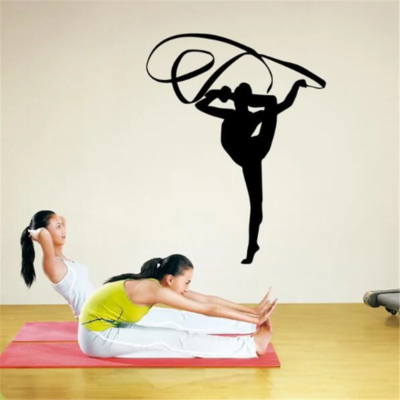 

IDFIAF Rhythmic Gymnastics (Ribbon) Vinyl Wall Stickers For Baby Room Large Mural Removable WallDecals Living Room For Girls