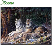 Yogotop алмазная живопись 5D «сделай сам» камни в форме ромба/круглый дрель "Лесной Волк" изготовленный на заказ 3D вышивка крестиком подарок домашний декор YY014