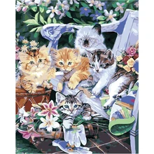 YIKEE декоративная картина маслом по номерам, картина по номерам помет кошек