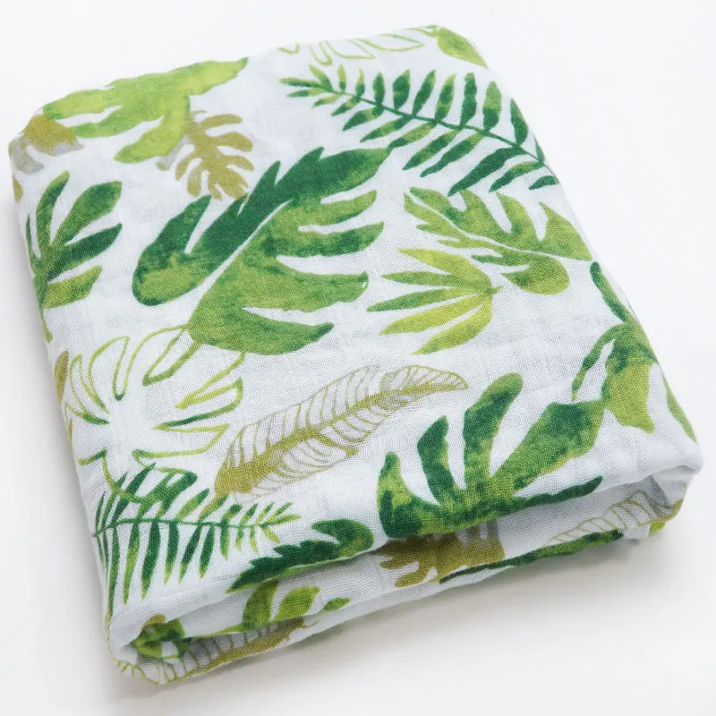 Стиль Прямая поставка на заказ детские одеяла для новорожденных муслиновые пеленки детские Банные полотенца Infantil деформация детские постельные принадлежности - Цвет: The green leaves