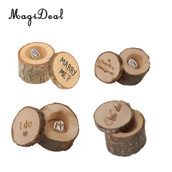 

MagiDeal I do We do Marry Me Printed Shabby Chic Rustic Wedding Ring Bearer Box Wooden Ring Box Wedding Gift