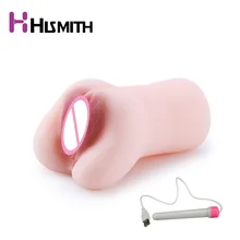 HISMITH Hot Sale Pocket Pussy Male Masturbator Silicone Pussy Toy Artificial Vagina With Free USB Heating Rod Sex Toys For Men