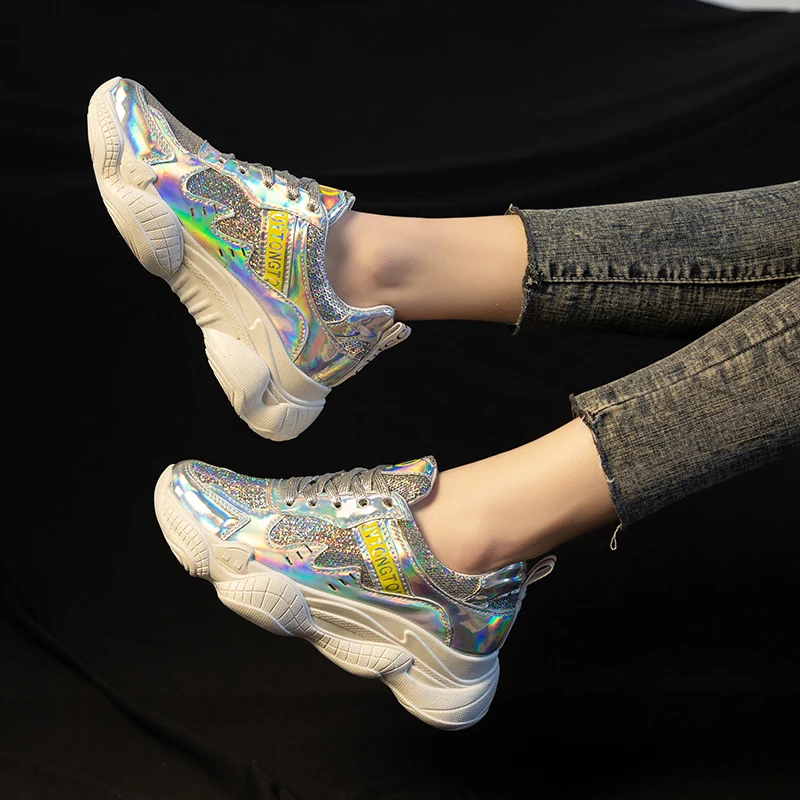 

Bjig Size 35-43 Women Platform Shoes Light Sneakers Pu Leather Lace Up Shoes Woman Sneaker Casual Shoes espadrilles N7323