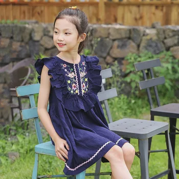 

Brand New 2019 Baby Girl Princess Dress Girls Dresses Kids Cotton and Linen Dress Teenager Clothes Comfortable Ruched Cute,#3880